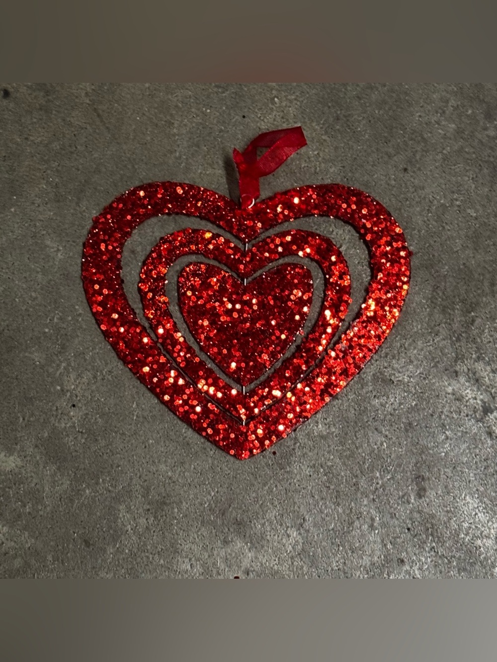 Red Glitter Heart Holiday Ornament